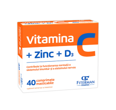Vitamina C+Zn+D3, 40 comprimate masticabile, Fiterman