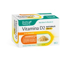 Vitamina D2 naturala, 1000ui, 30 capsule, Rotta Natura