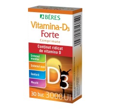 Vitamina D3 Forte 3000 UI, 30 comprimate, Beres
