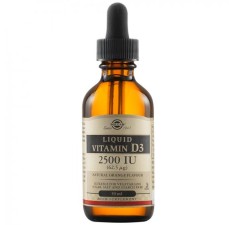 Vitamina D3 lichida 2500 UI 62,5 mcg cu aroma de portocala, 59 ml, Solgar