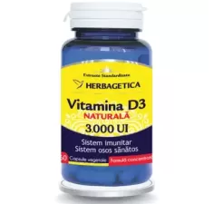 Vitamina D3 naturala 3000 UI, 60 capsule, Herbagetica
