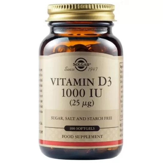 Vitamina D3 1000 UI, 100 capsule moi, Solgar