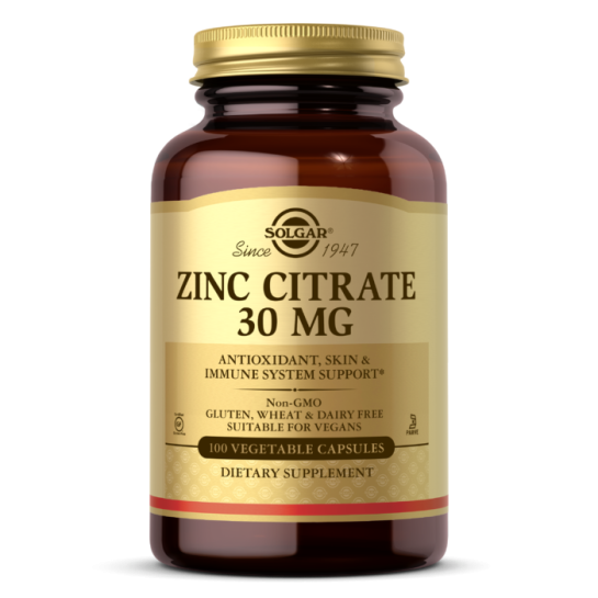 Zinc Citrat 30mg, 100 capsule vegetale, Solgar