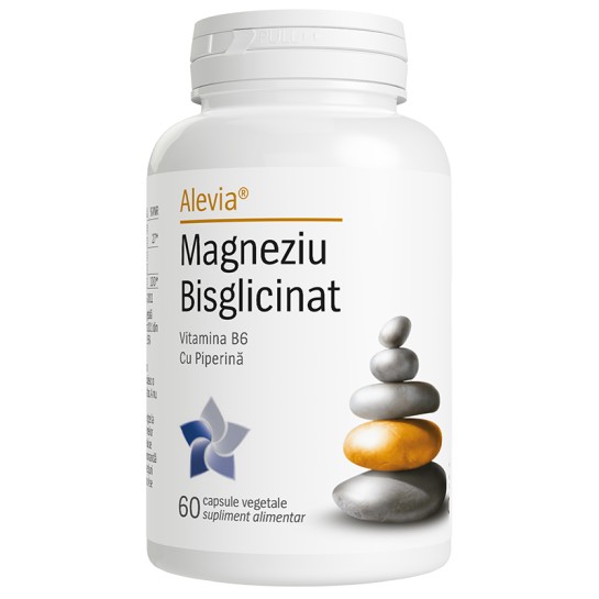 Magneziu bisglicinat Vitamina B6 cu Piperina, 60 capsule, Alevia
