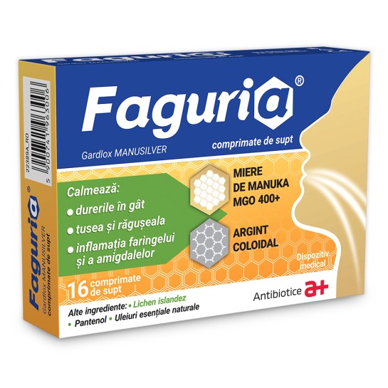 Faguria gardlox manusilver, 16 comprimate de supt, Antibiotice