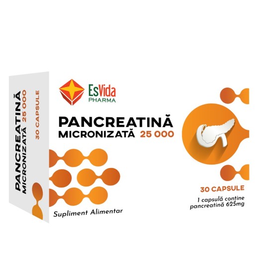 Pancreatina micronizata 25000ui, pachet 3 x 30 capsule, Esvida
