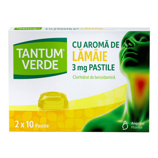 Tantum verde cu aroma de lămaie 3mg, 20 pastile