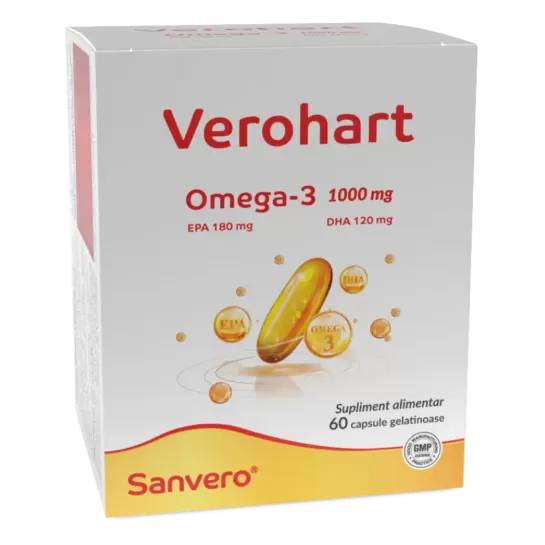 Verohart Omega 3 1000mg, 60 capsule gelatinoase, Sanvero