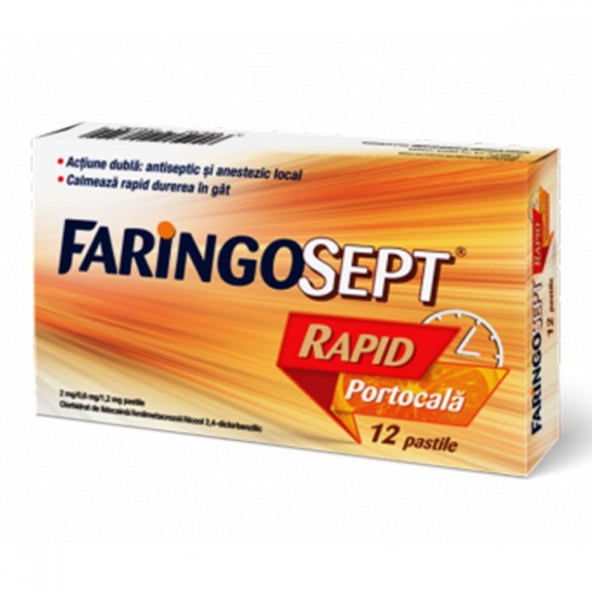 Faringosept Rapid Portocala, 12 pastile, Terapia
