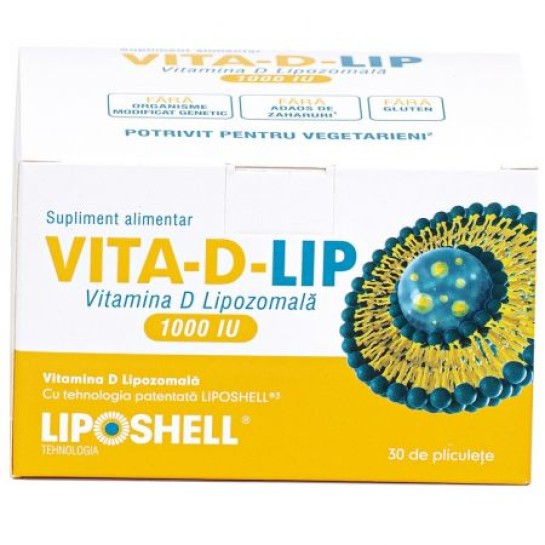 Vitamina D Lipozomala Liposhell, 1000UI, 30 plicuri, Naturali Prod