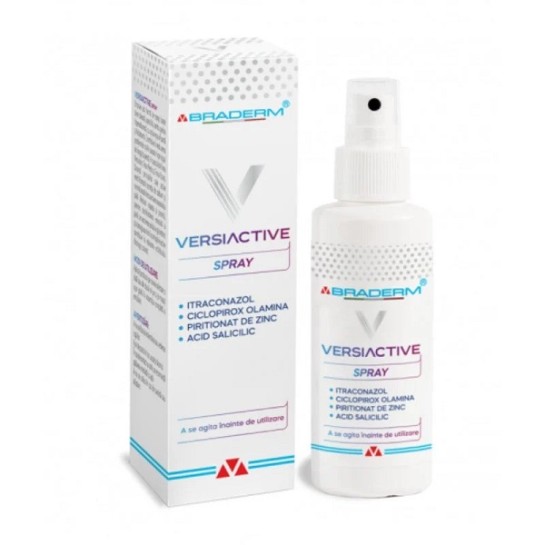 Versiactive, spray cu emulsie fluida pentru corp si scalp, 100ml, Braderm