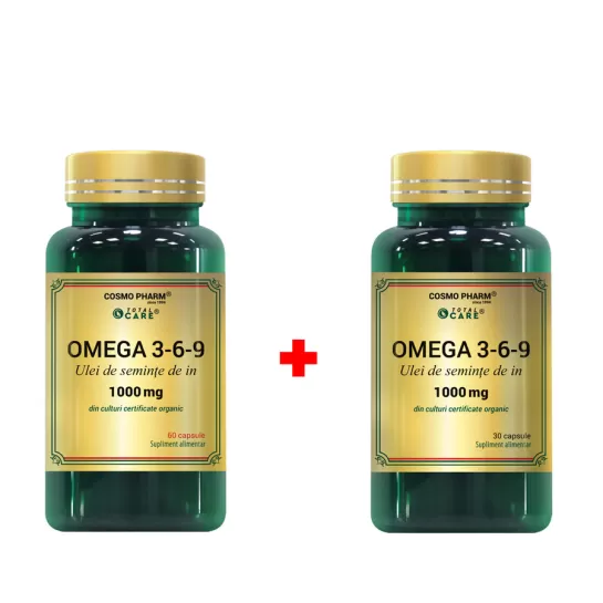 Ulei seminte de in omega 3-6-9,  60 + 30 capsule, Cosmopharm