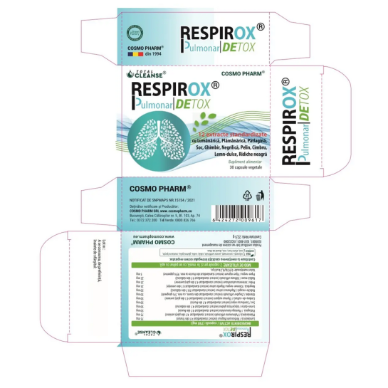 Respirox pulmonar detox, 750,mg, 30 capsule, Cosmopharm