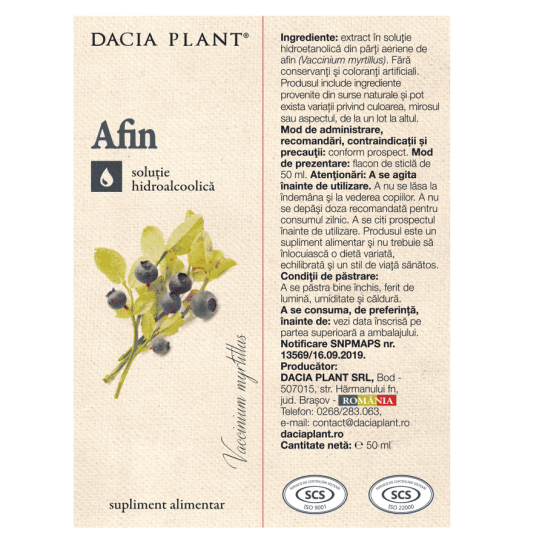 Tinctura de Afin, 50ml, Dacia Plant 