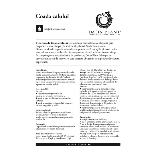 Tinctura de Coada Calului, 50ml, Dacia Plant 