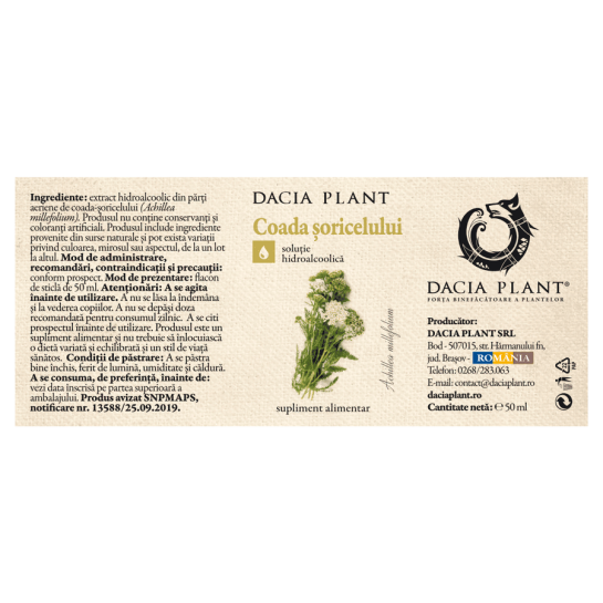 Tinctura de Coada Soricelului, 50ml, Dacia Plant