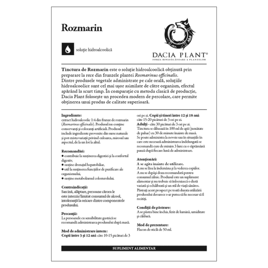 Tinctura de Rozmarin, 50ml, Dacia Plant 