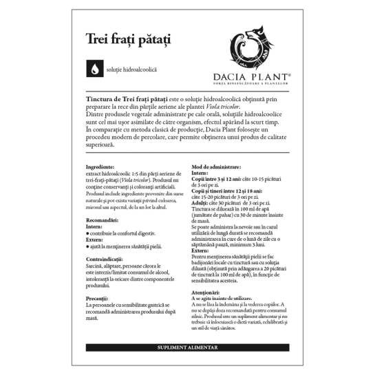 Tinctura de Trei Frati Patati, 50ml, Dacia Plant