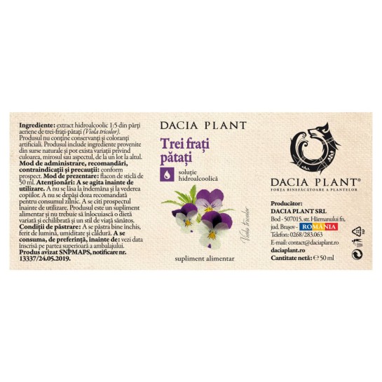 Tinctura de Trei Frati Patati, 50ml, Dacia Plant