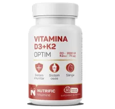Vitamina D3 2000 UI + K2 75mcg Optim, 30 capsule vegetale, Nutrific