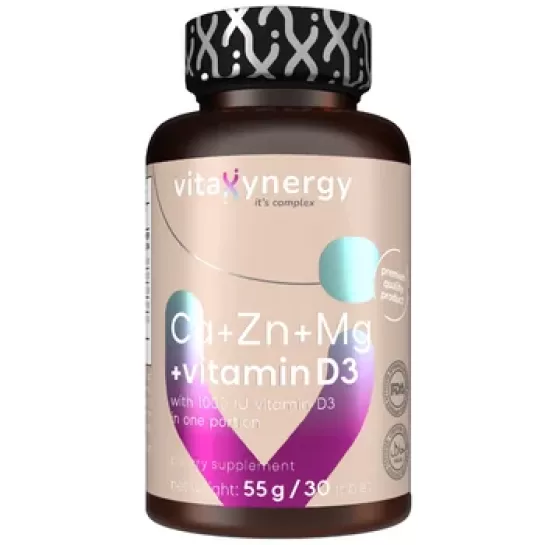 Ca+Zn+Mg+Vitamina D3, 30 tablete, Vitaxynergy
