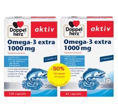 Doppelherz Aktiv Omega 3 extra 1000mg ulei de somon, 120 + 60 capsule, Pachet Promotional