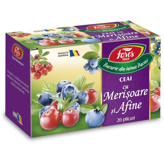 Ceai cu merisoare si afine, 20 plicuri, Fares 