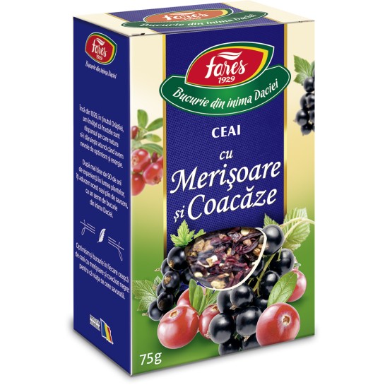 Ceai cu merisoare si coacaze, 75g, Fares