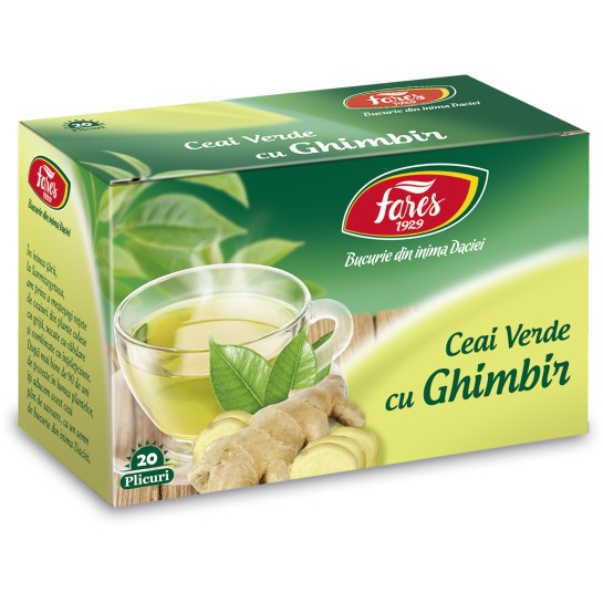 Ceai verde cu ghimbir, 20 plicuri, Fares 
