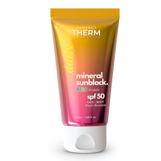 Crema minerala SPF50 pentru copii si adulti Mineral Sunblock, 50ml, Synergy Therm