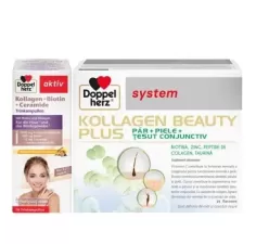 Pachet Doppelherz System Kollagen beauty plus 30 flacoane + Aktiv Kollagen + Biotina + Ceramide 10 flacoane