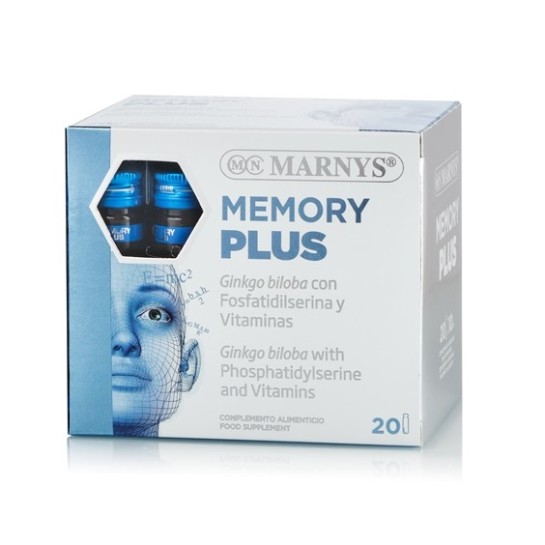Memory Plus cu ginkgo biloba + fosfatidilserina + vitamine , 20 fiole, Marnys