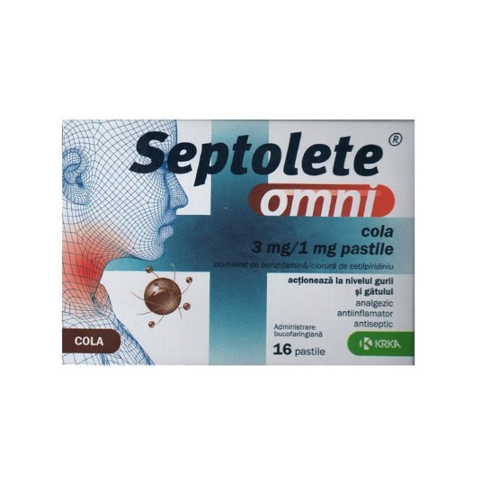 Septolete omni cola, 3mg/1mg, 16 pastile, Krka