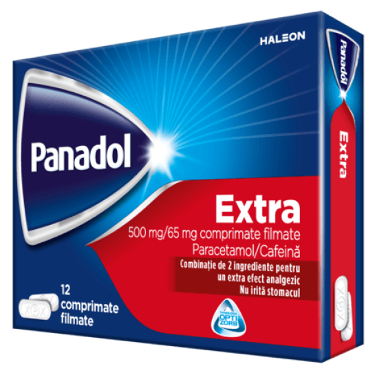 Panadol Extra 500mg/65mg, 12 comprimate filmate, Haleon