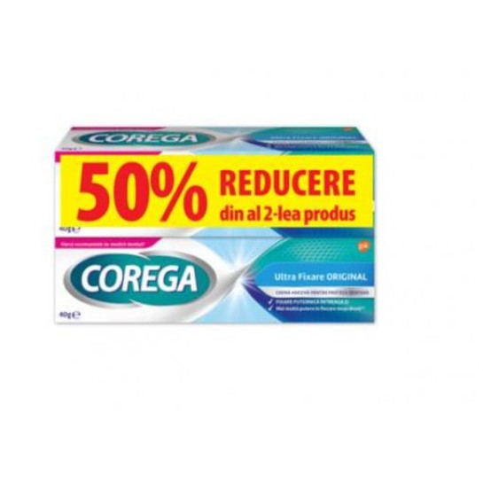 Corega Ultra Fixare, crema adeziva pentru proteza dentara, 2 x 40 g, Haleon 