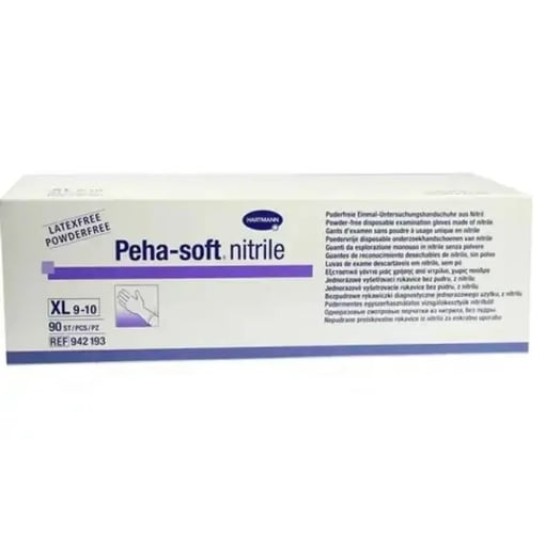 Manusi de examinare Peha-soft nitrile nepudrate albastre, XL, 90 bucati, Hartmann
