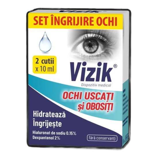 Vizik picaturi ochi uscati si obositi, set 2 x 10ml Zdrovit