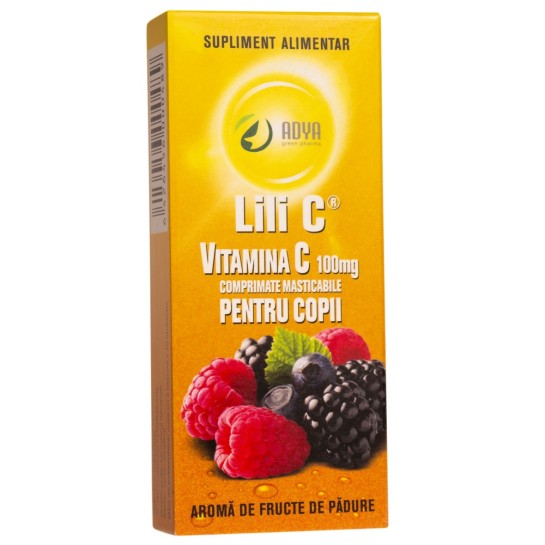 Vitamina C pentru copii cu aroma de fructe de padure Lili C, 100mg, 30 comprimate, Adya Green Pharma