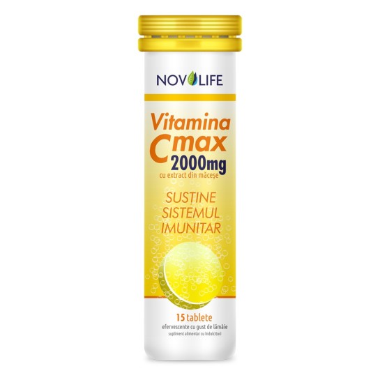 Vitamina C Max maccese 2000mg, 15 comprimate efervescente, Novolife