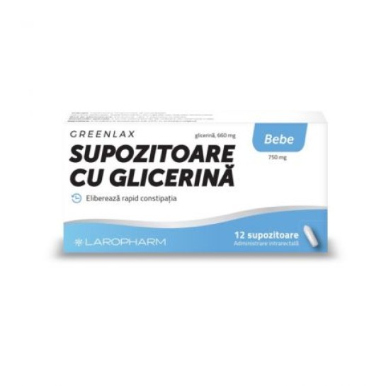 Greenlax Supozitoare Cu Glicerina Bebe, 12 bucati, Laropharm