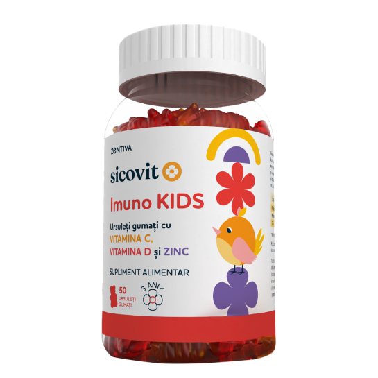 Sicovit Imuno Kids, ursuleti gumati cu Vitaminele C, D si Zn, 50 jeleuri, Zentiva