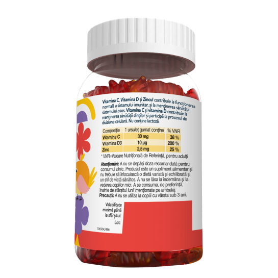 Sicovit Imuno Kids, ursuleti gumati cu Vitaminele C, D si Zn, 50 jeleuri, Zentiva