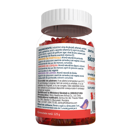 Sicovit Imuno Kids, ursuleti gumati cu Vitaminele C, D si Zn, 50 jeleuri, Zentiva
