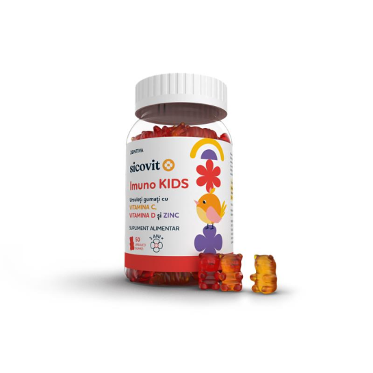 Sicovit Imuno Kids, ursuleti gumati cu Vitaminele C, D si Zn, 50 jeleuri, Zentiva