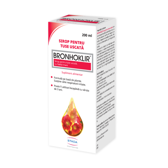 Bronhoklir tuse uscata sirop, 200ml, Stada