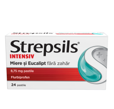 Strepsils Intensiv Miere si Eucalipt fara zahar, 8.75mg, 24 pastile, Reckitt Benckiser