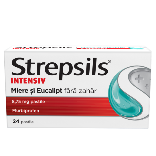 Strepsils Intensiv Miere si Eucalipt fara zahar, 8.75mg, 24 pastile, Reckitt Benckiser