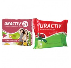 Pachet Uractiv, 21 capsule + Servetele umede intime, 20 bucati, Terapia