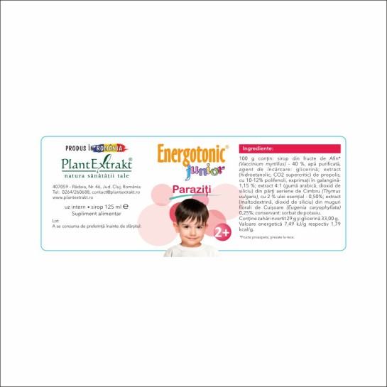 Energotonic Junior Paraziti, sirop, 125ml, PlantExtrakt