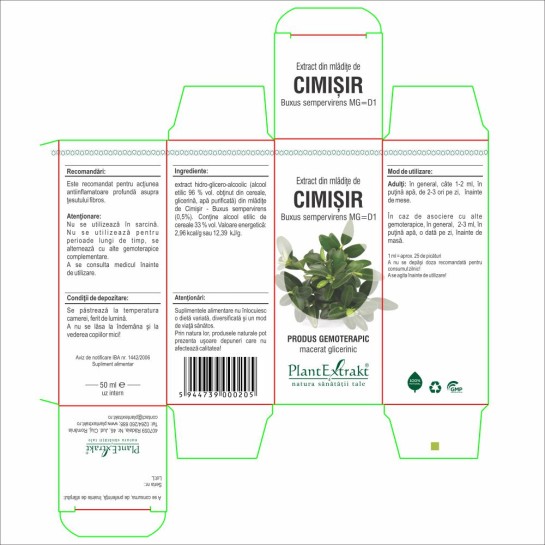 Extract mlădite cimisir  (Buxus sempervirens) 50ml, PlantExtrakt